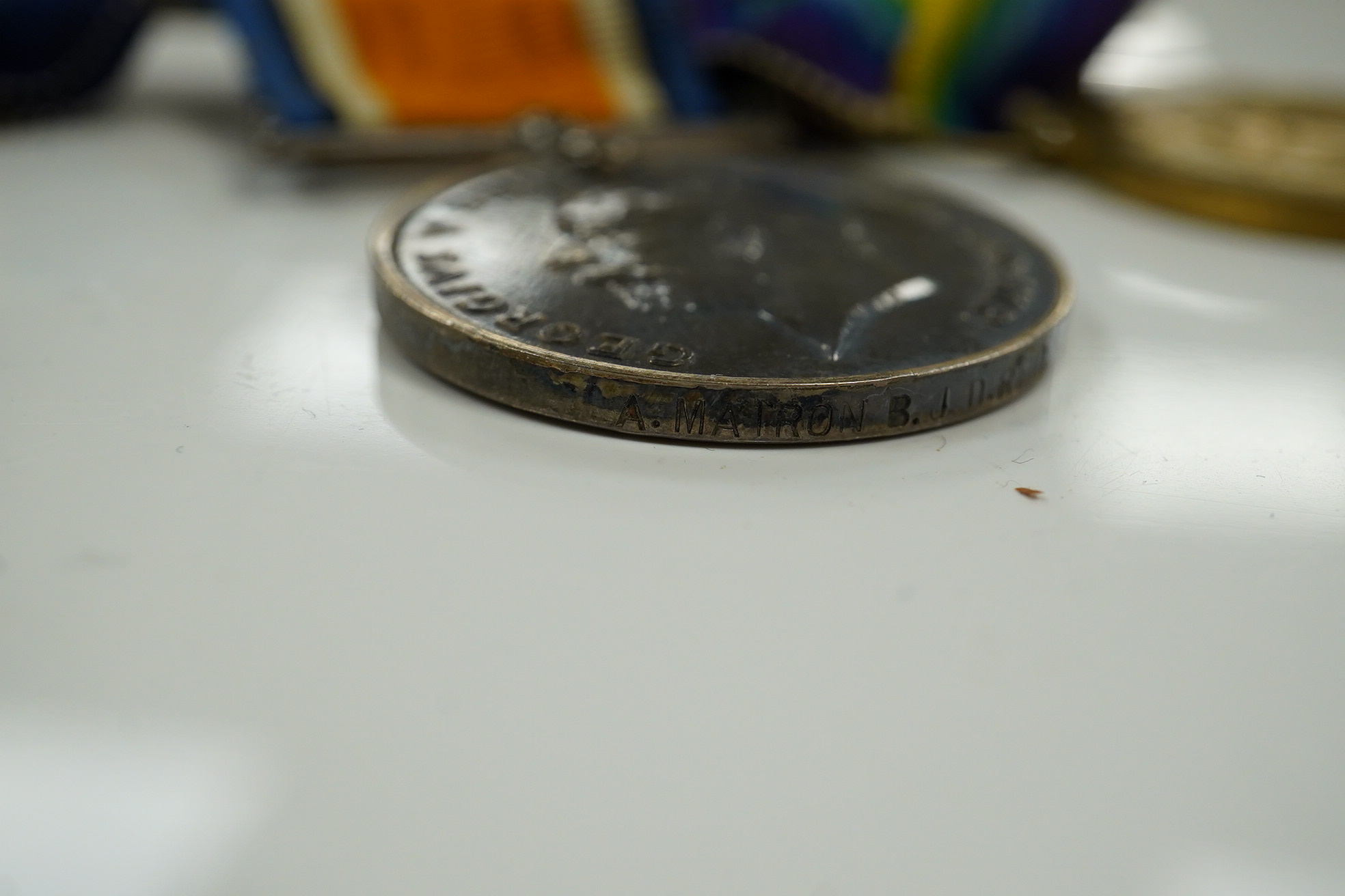 A Great War trio with oakleaf to Assistant Matron B.J.D.Reid, Queen Alexandra's Imperial Military Nursing Service with Royal Red Cross medal and Military Nursing Service Reserve Badge (5)